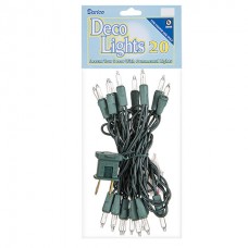 20 White Lights On Green Cord